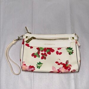 Liz Claiborne Floral Wristlet - Cream and Pink
